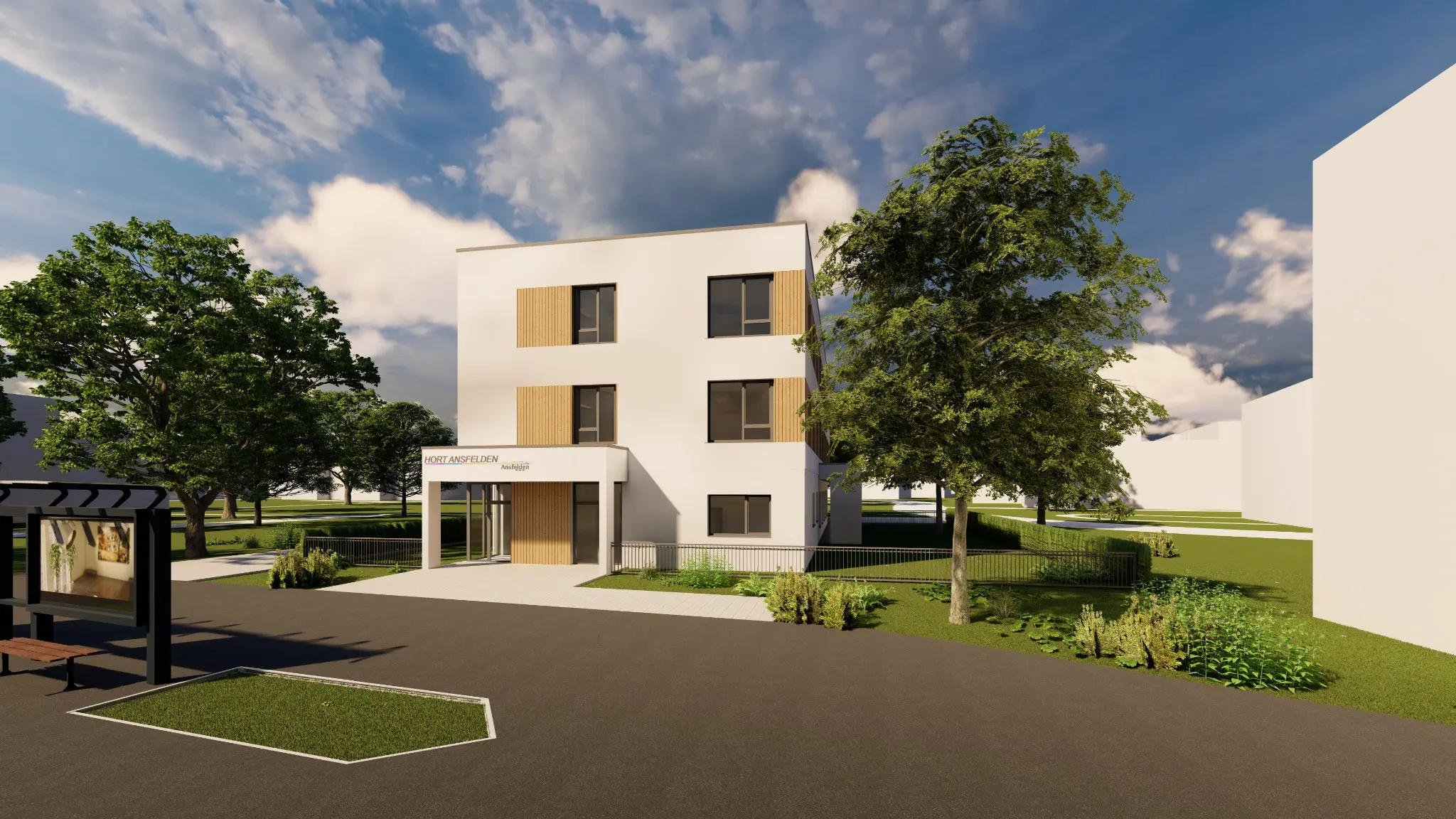 Aufstockung Hort Ansfelden – Frontalansicht