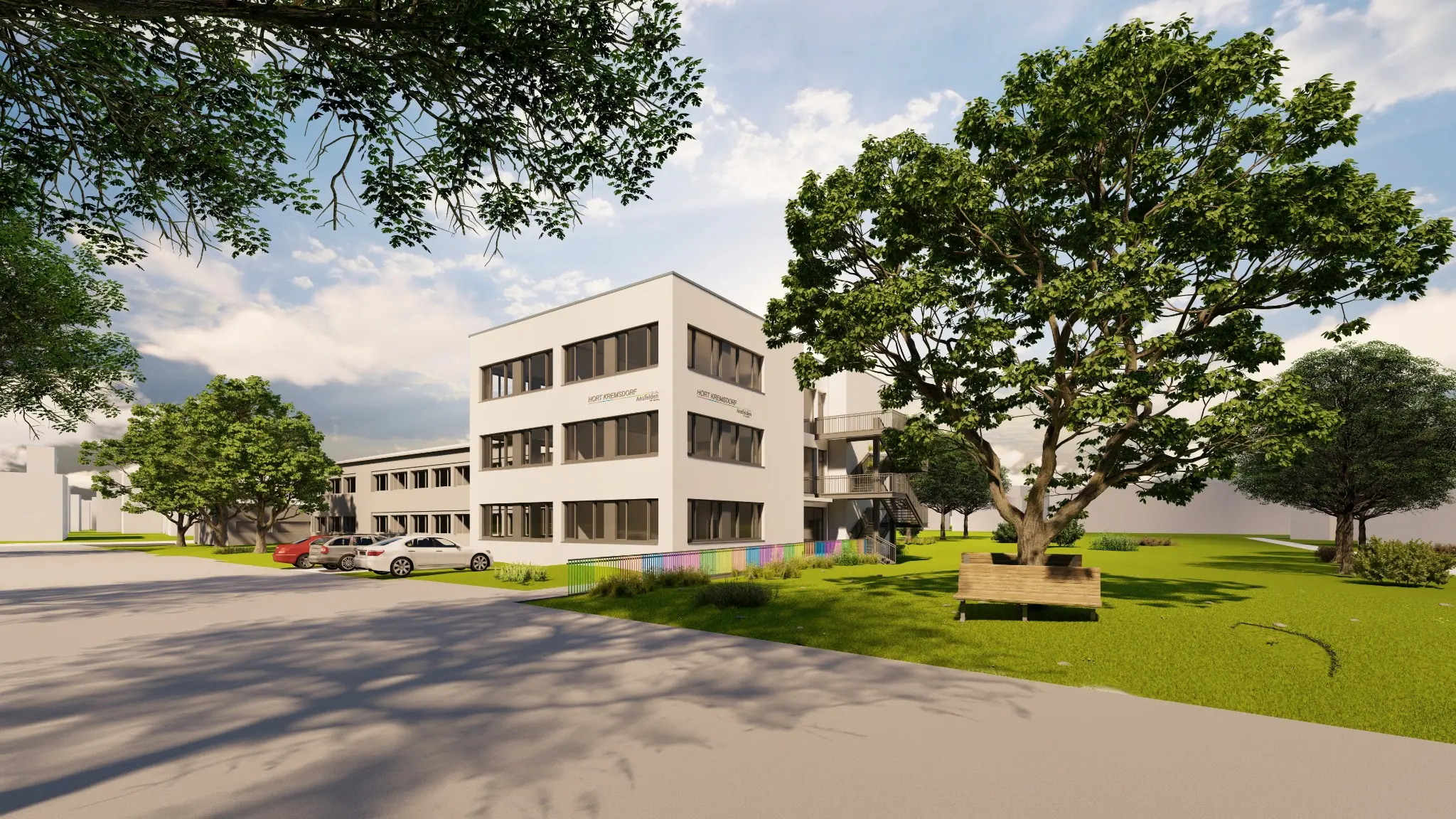 Zubau Hort Kremsdorf – Ansicht im Schulzentrum